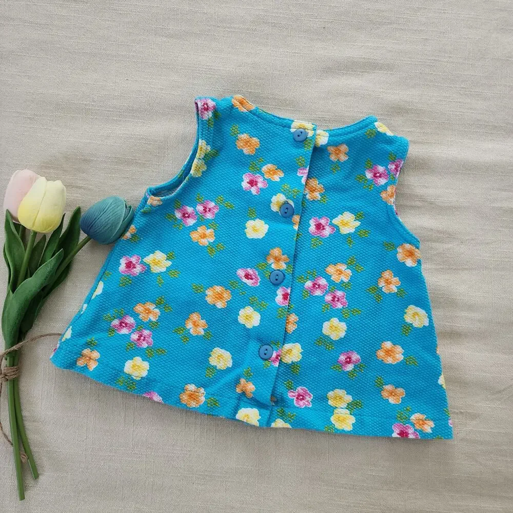 Vintage Blue Floral Top 3-12 months